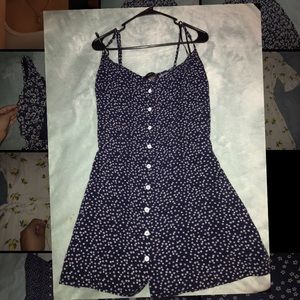 Navy blue white flower dress